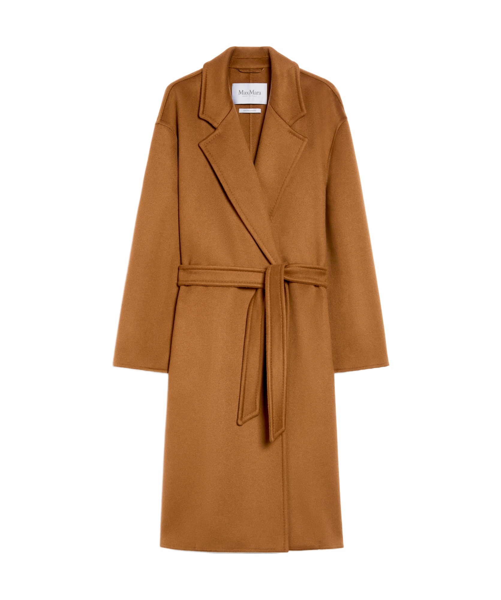 Max Mara Belted Waist Camel Coat With Detachable Belt In Brown
