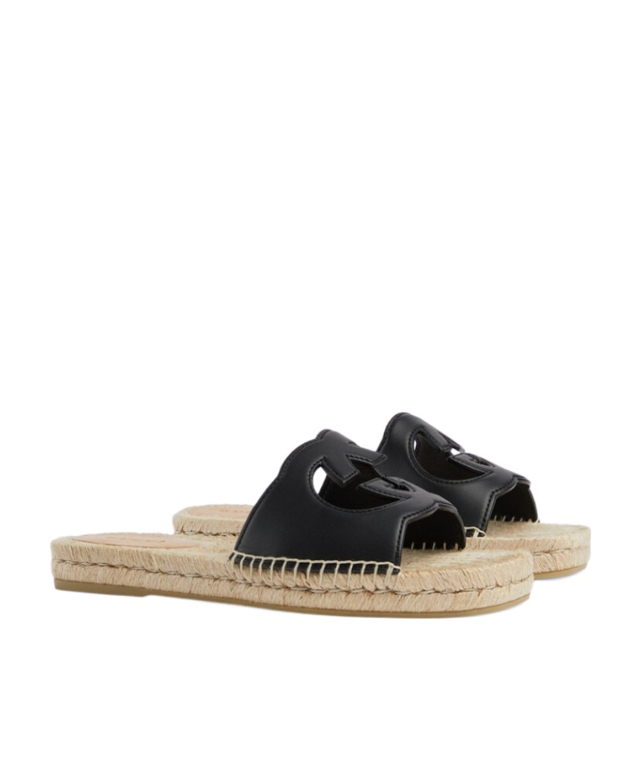 Gucci Interlocking G Cutout Leather Sandal In Nude