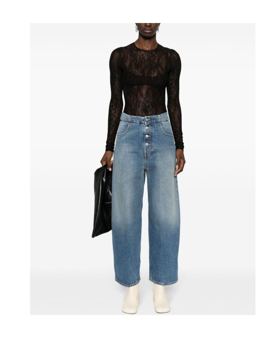 Mm6 Maison Margiela Sky Blue Straight-fit Denim Cotton Jeans In Blue