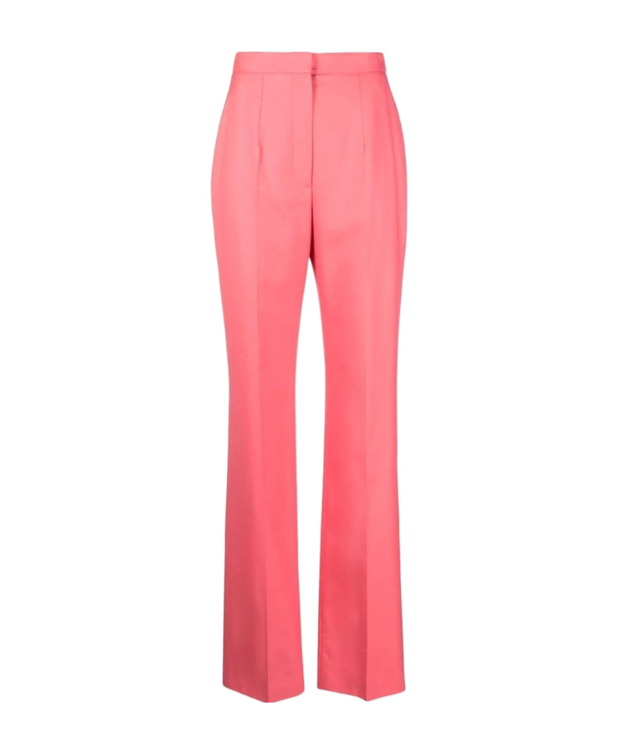 Alexander Mcqueen High-waisted Tailored Wool Trousers In Pink