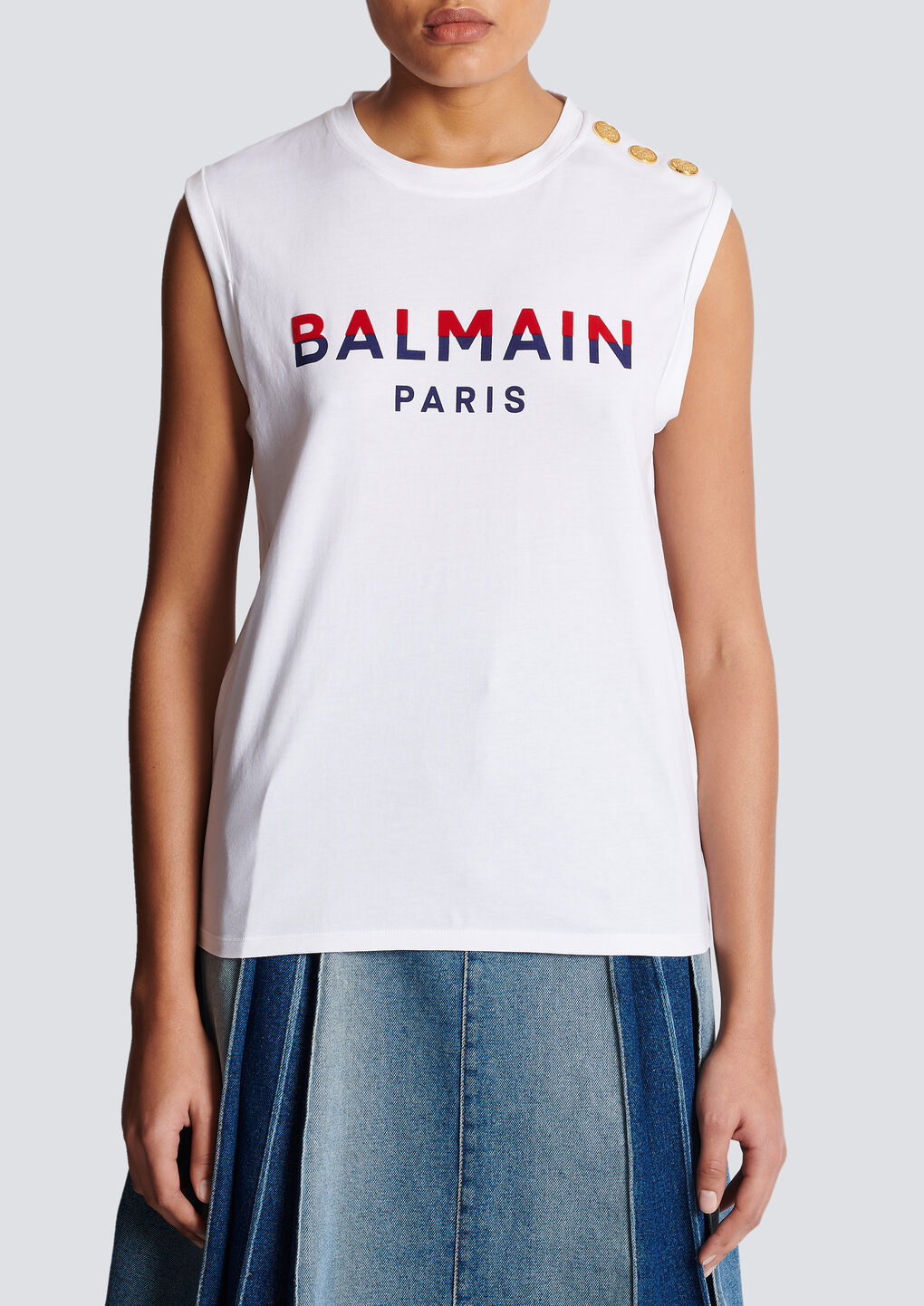 Balmain Flocked-logo Tank Top In White