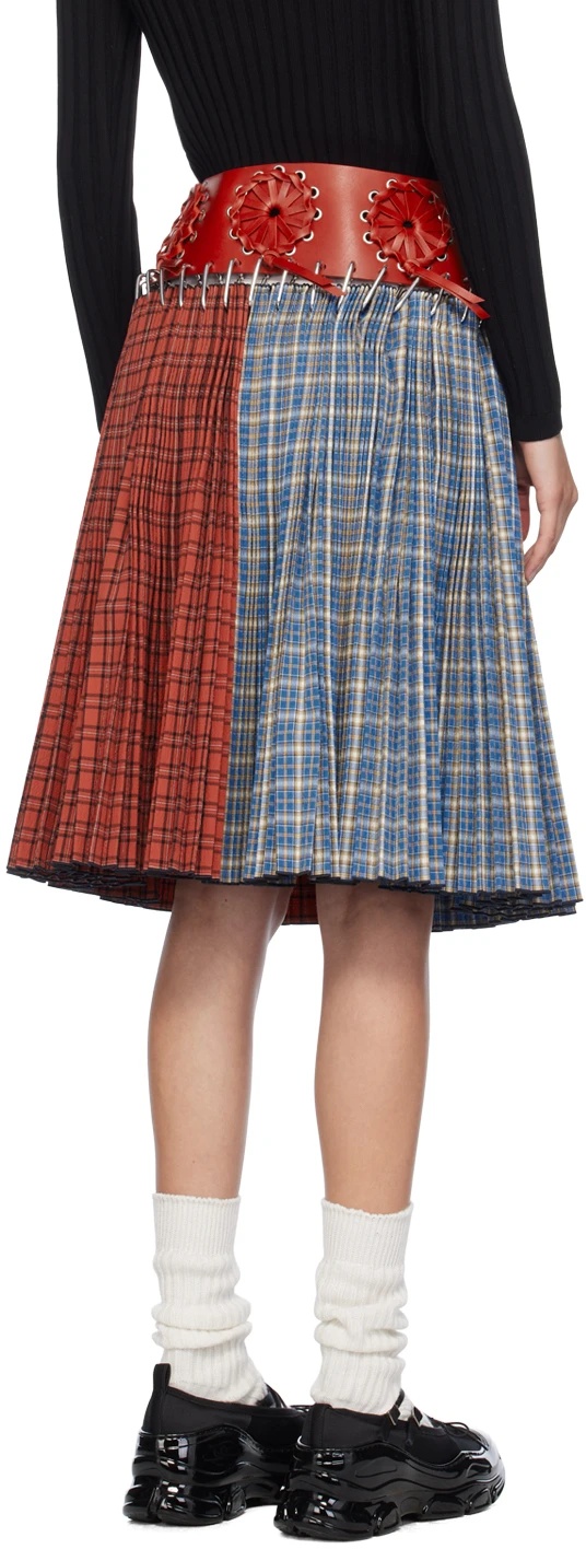 Chopova Lowena Blue & Red Ethel Knee Carabiner Midi Skirt In Multicolor