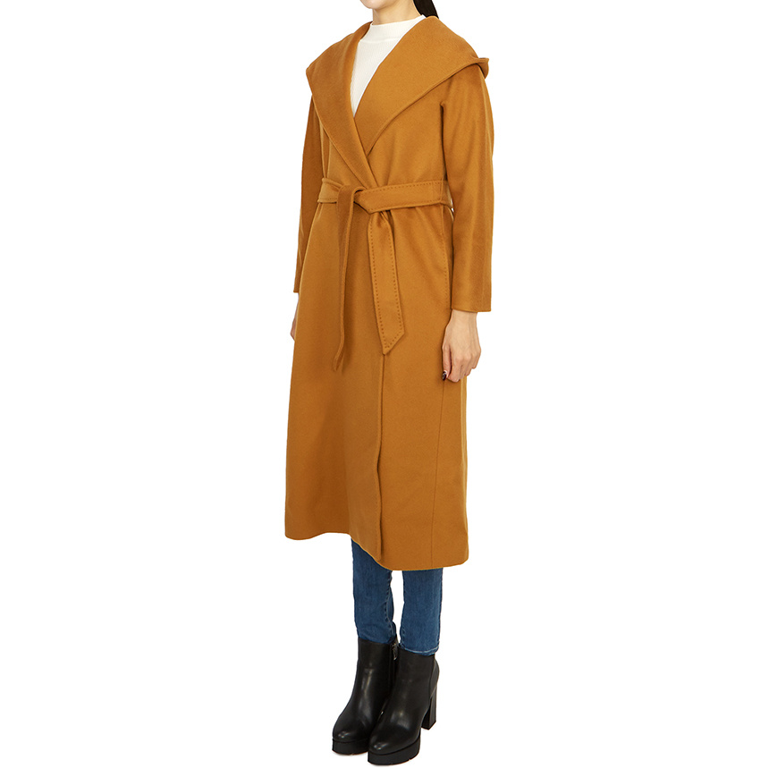 Max Mara Long-sleeved Lace-up Coat In Orange