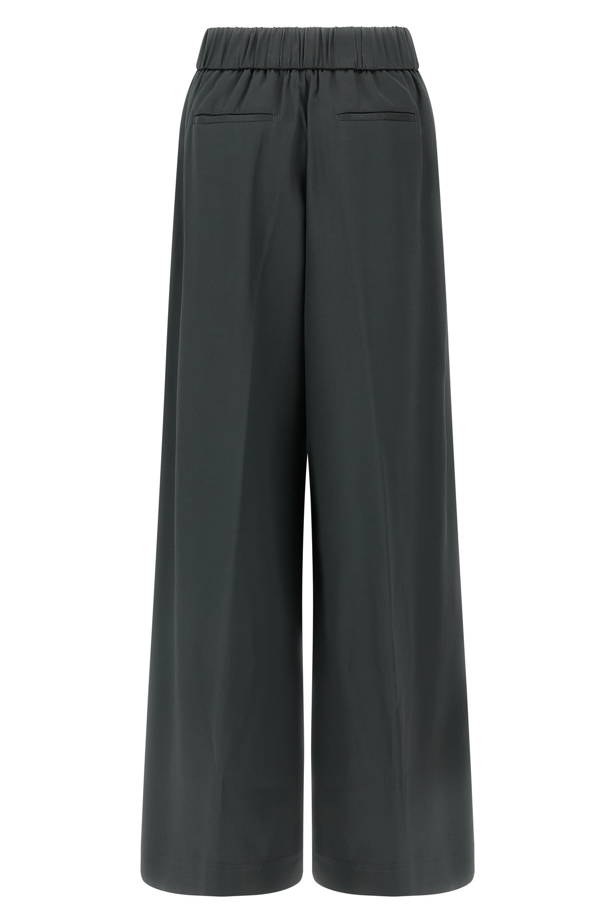 Peserico Wide Leg Trousers Elastic Waistband In Black
