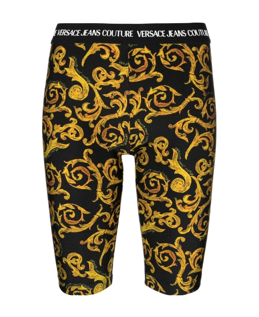 Versace Jeans Sketch Couture-print Cycling Shorts In Black