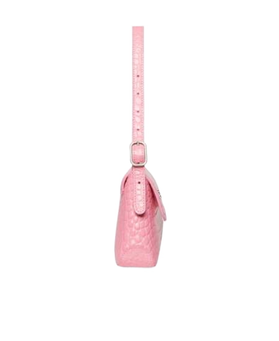 Balenciaga Xx Flap Crocodile Embossed Leather Shoulder Bag In Pink