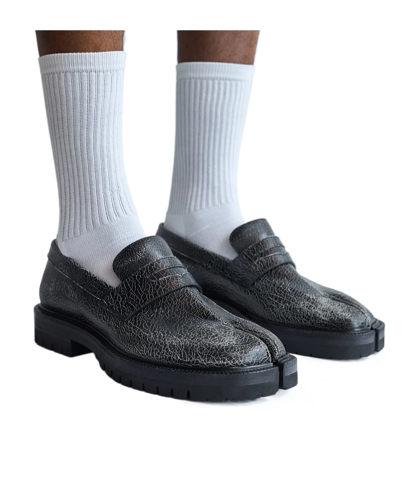 Maison Margiela Taby County Crackled Loafers In Multi