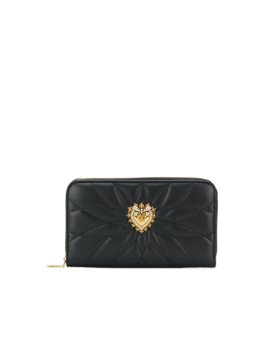 Dolce & Gabbana Quilted Heart Wallets Gold-tone Hardware In Green