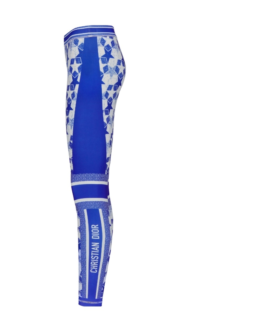 Dior Plain Jersey Full Print Leggings In Blue