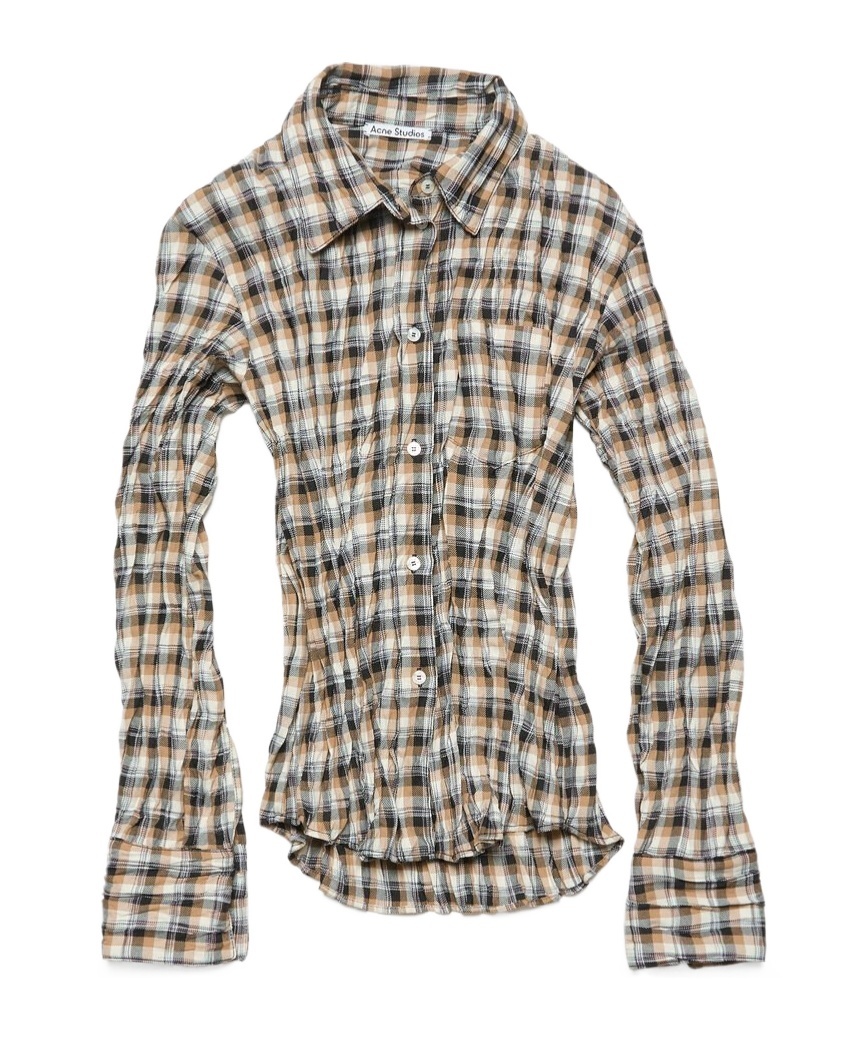 Acne Studios Brown Check Button-up Shirt In Gray