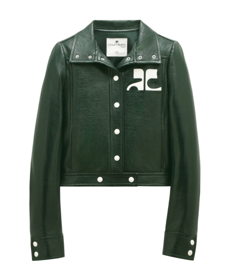 COURRÈGES REEDITION CROPPED FAUX-LEATHER JACKET