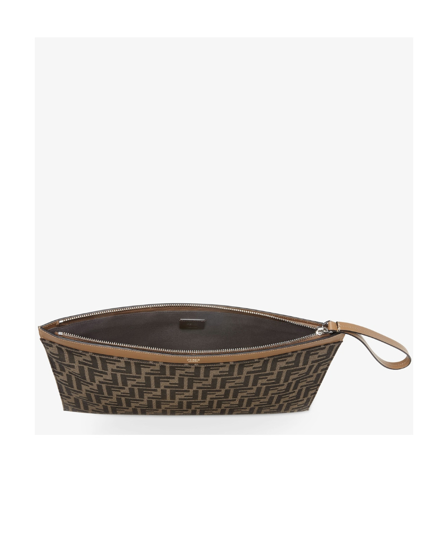 Fendi Monogram-pattern Clutch Bag In Black