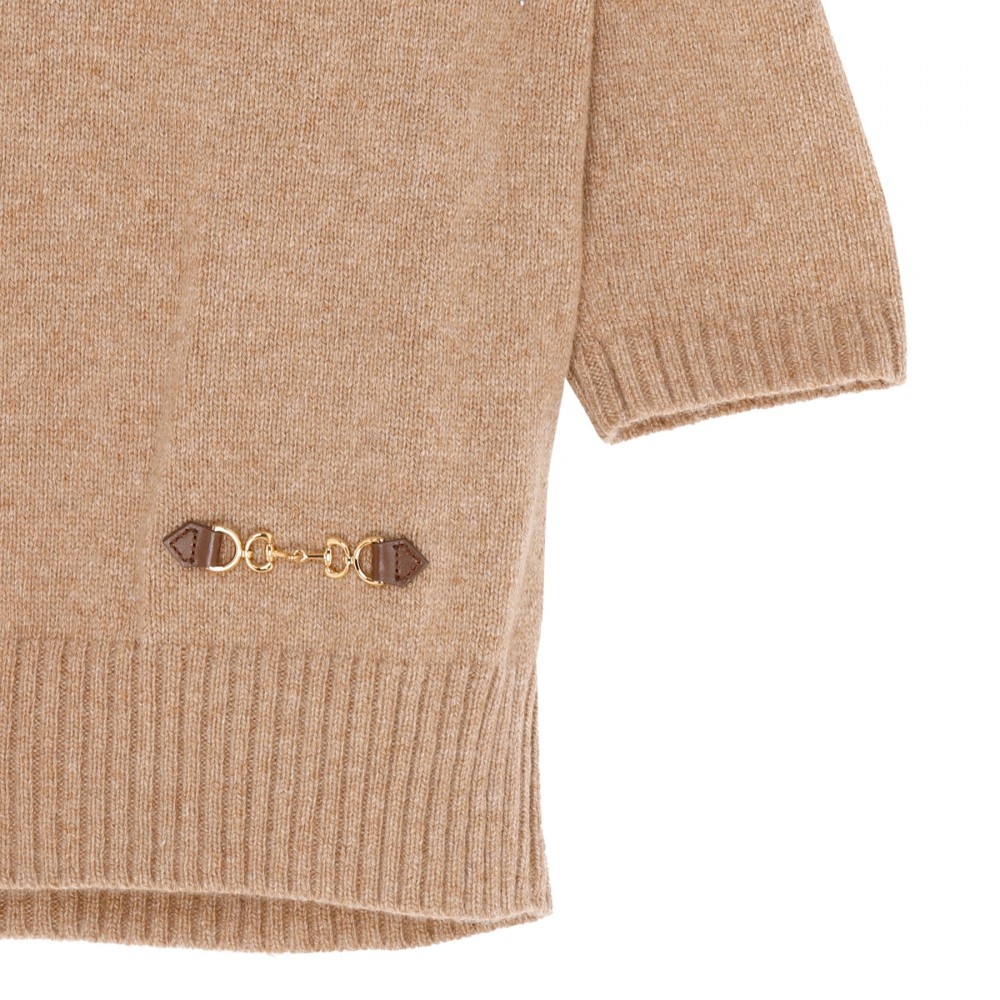 Gucci Horsebit-embellished Knitted Top In Nude