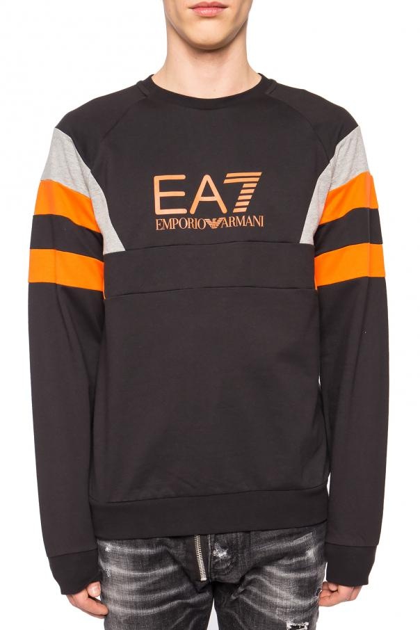 Ea7 Logo Round-necked Sweater In Black