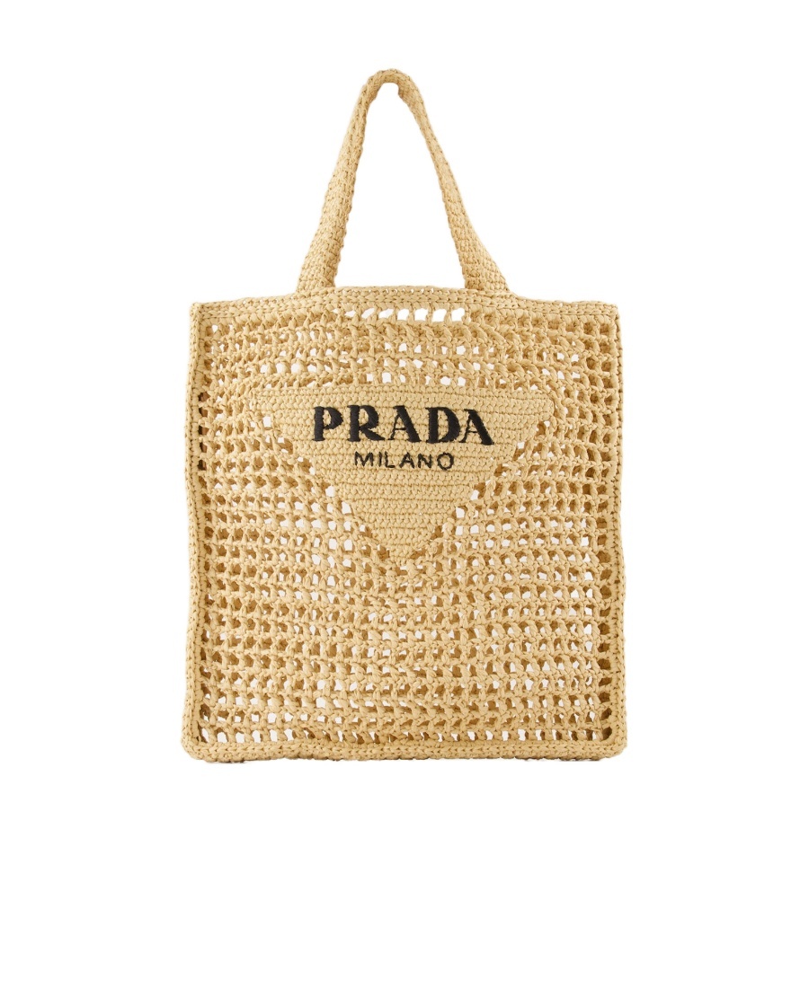 Shop Prada Crochet Tote Bag In Nude