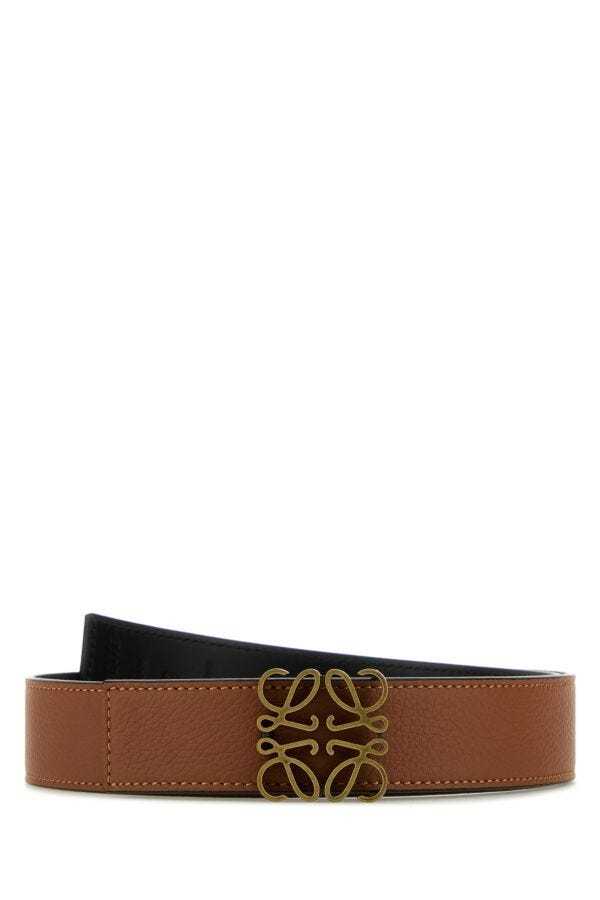 Loewe Men Caramel Leather Reversible Belt In Brown