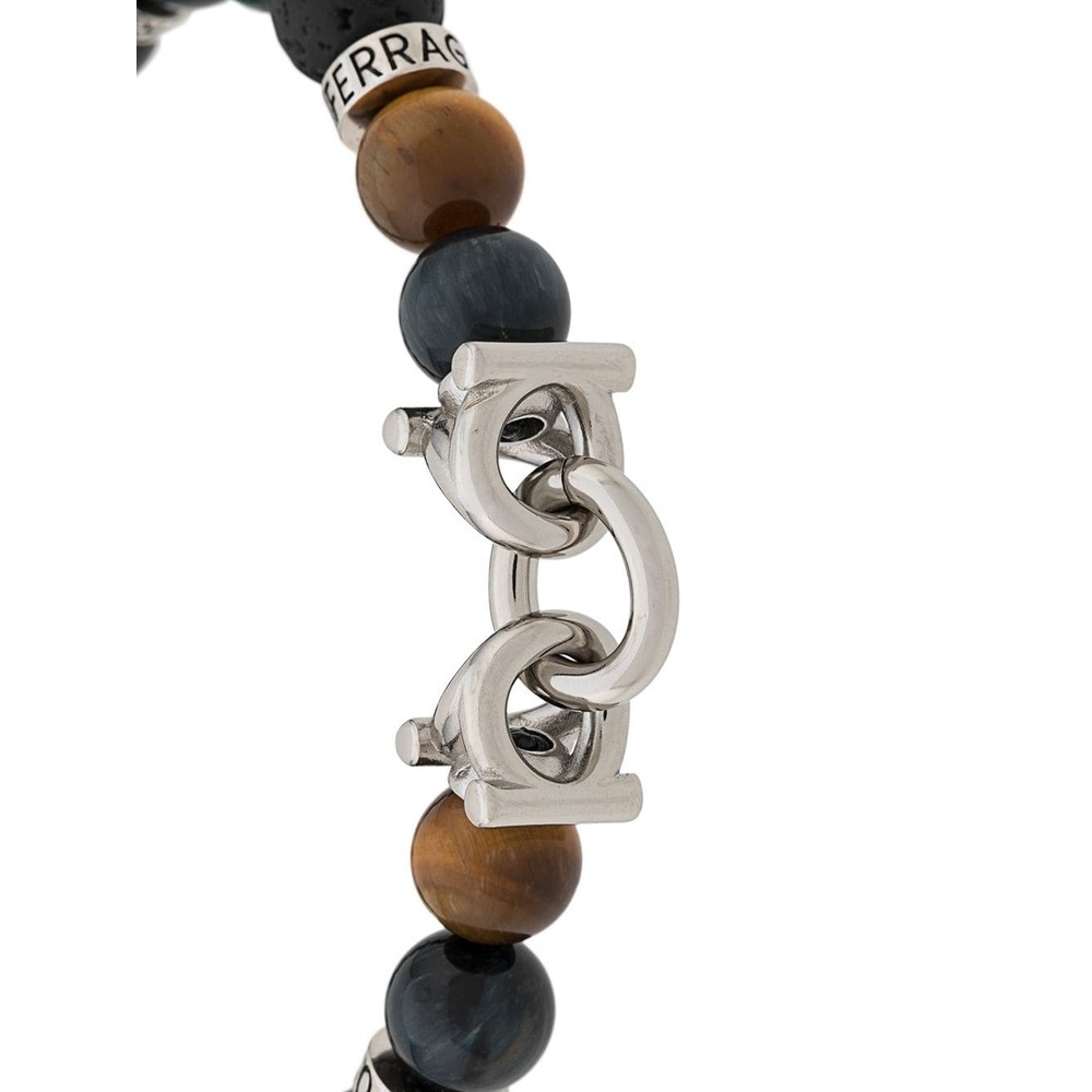 Ferragamo Gancini Elasticated Bracelet In Black