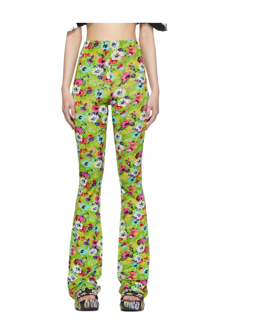 Msgm Floral Pattern Palazzo Trousers In Green