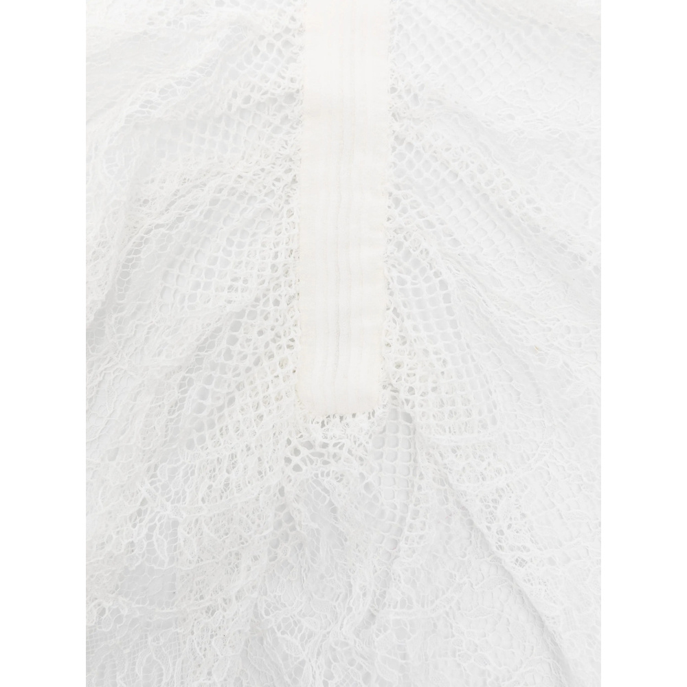 Ann Demeulemeester Lace Jabot Collar In White
