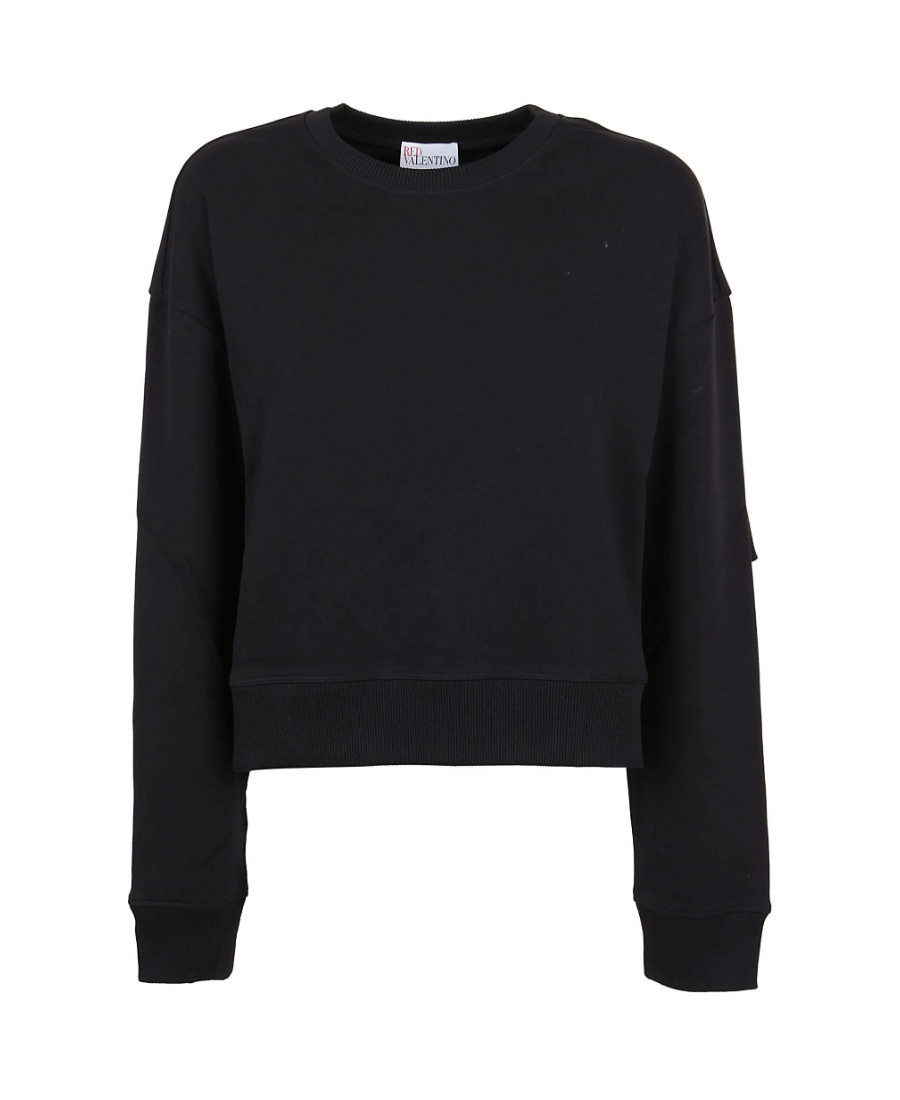 Red Valentino Ruffle Trim Sweatshirt In Black