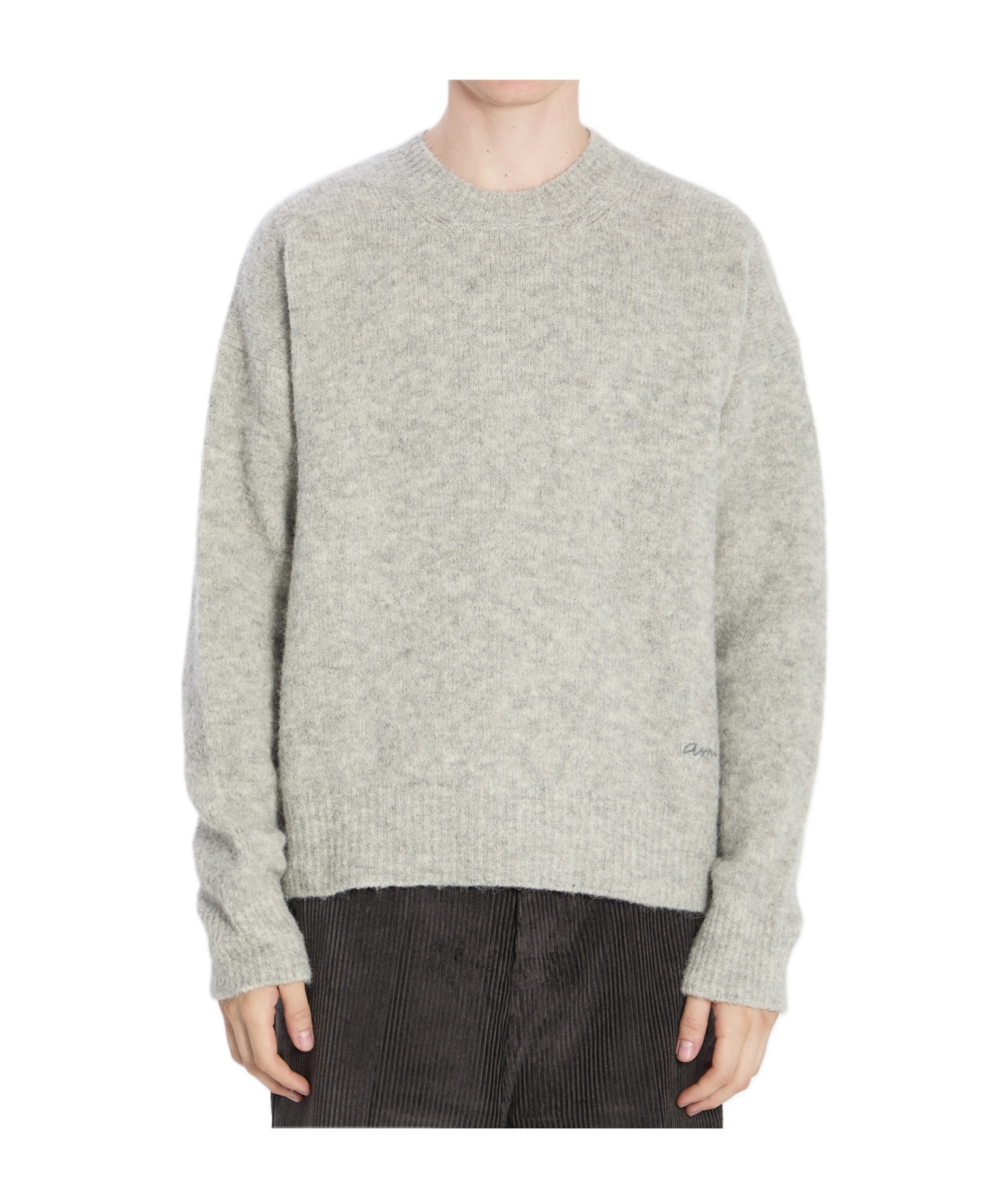 Ami Alexandre Mattiussi Ami Paris Men Sweater In Alpaca E Lan In Gray