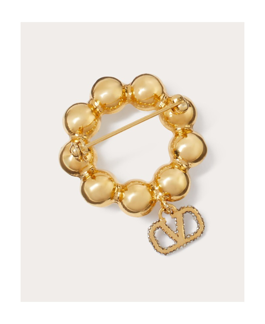 Valentino Vlogo Signature Crystal Brooch In Yellow