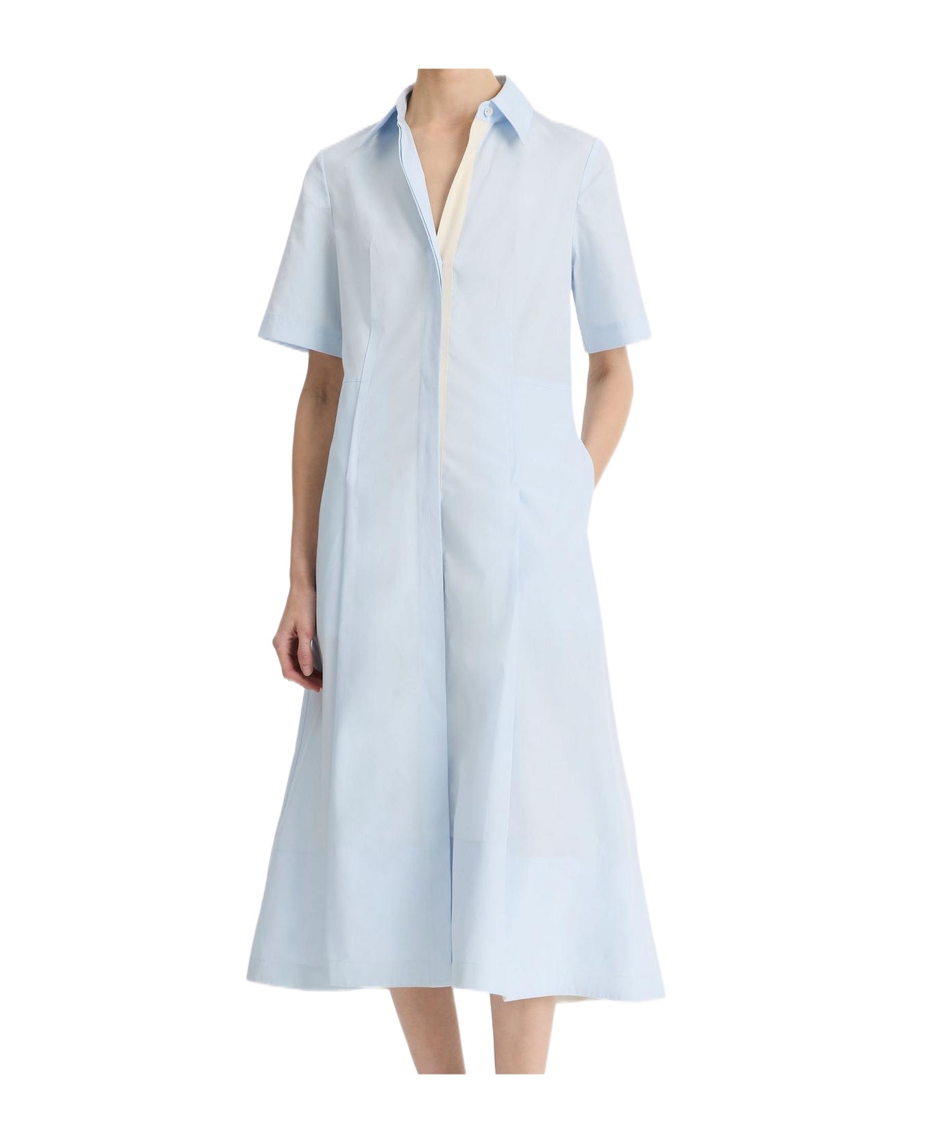 Vince Canvas Tape Cotton Shirt Dress In Sky Mist