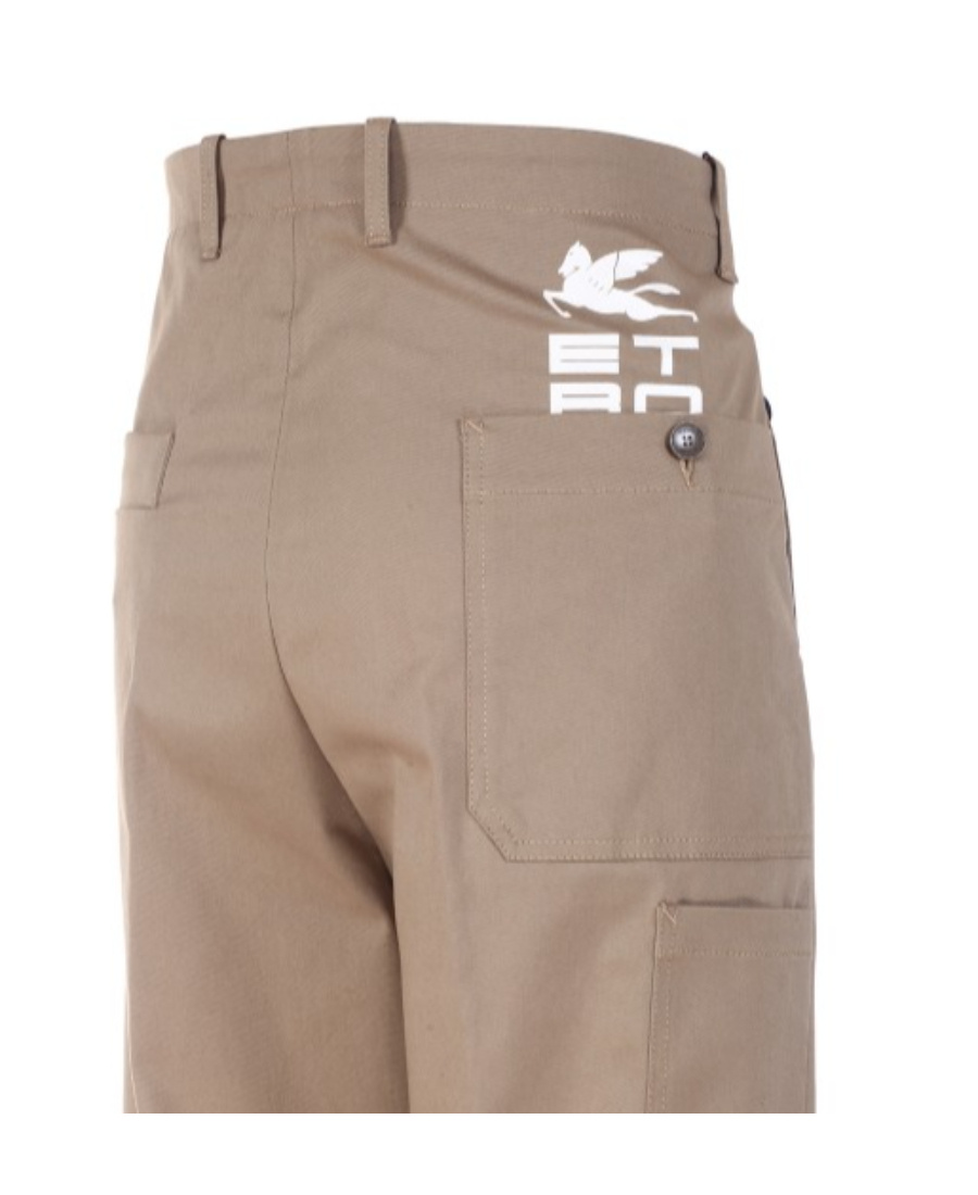 Etro Logo Straight-leg Trousers In Nude