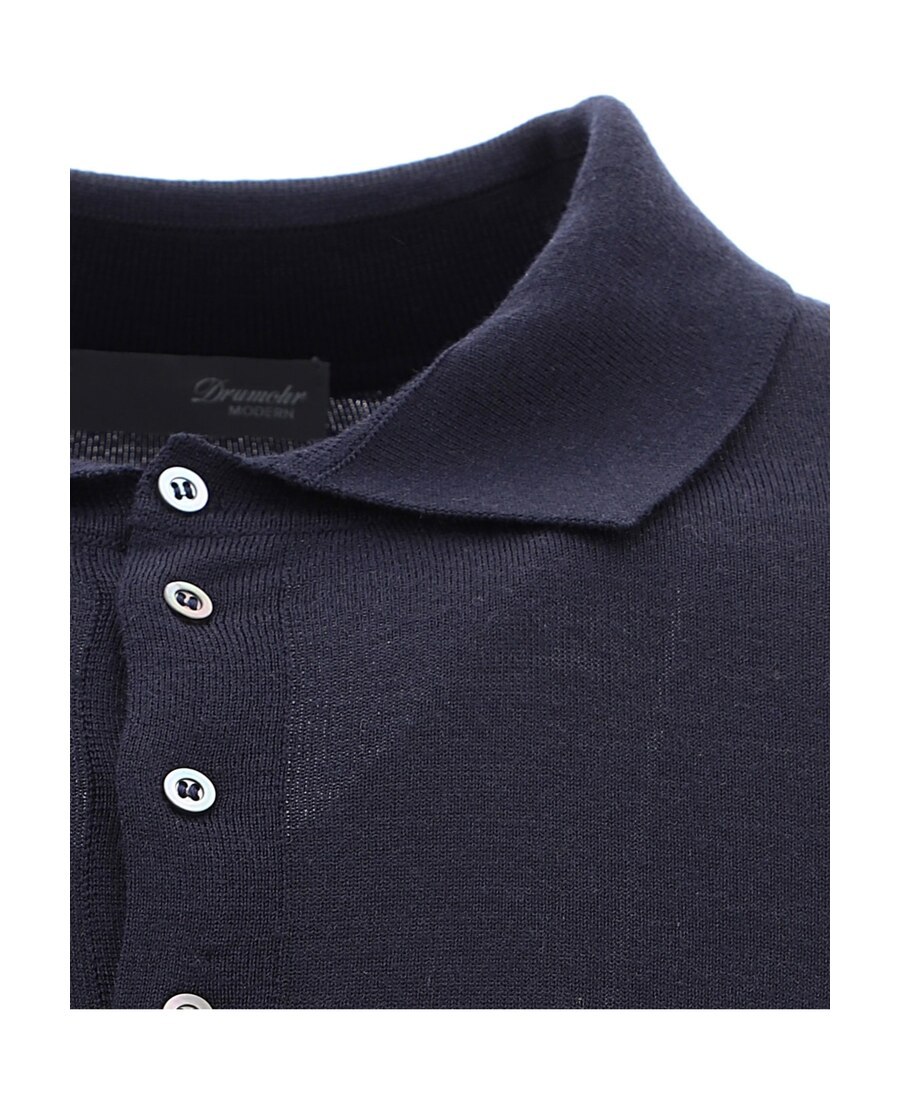 Drumohr Long Sleeve Polo Shirt In Black