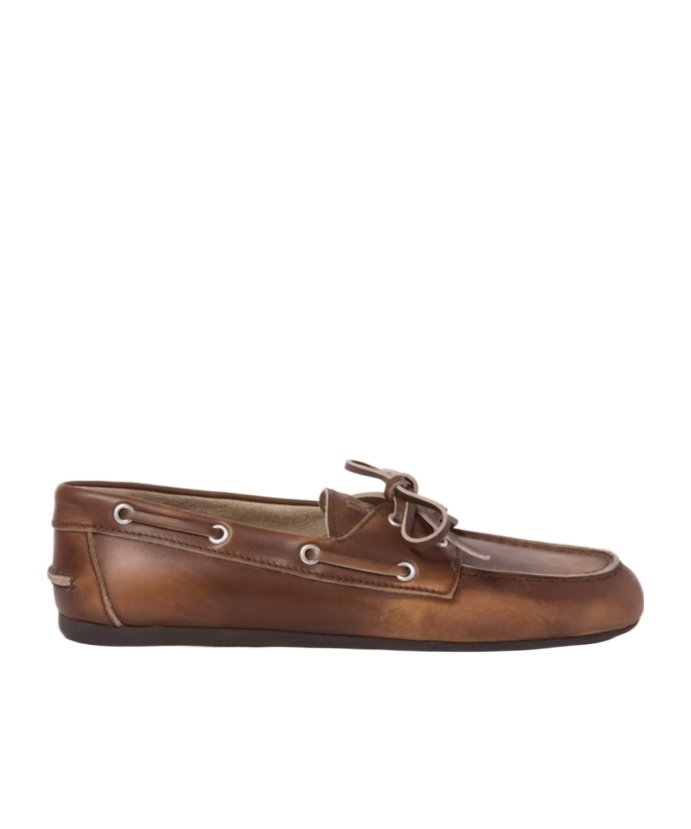 Miu Miu Burnt Brown Moccasin In Vintage Effect Leather