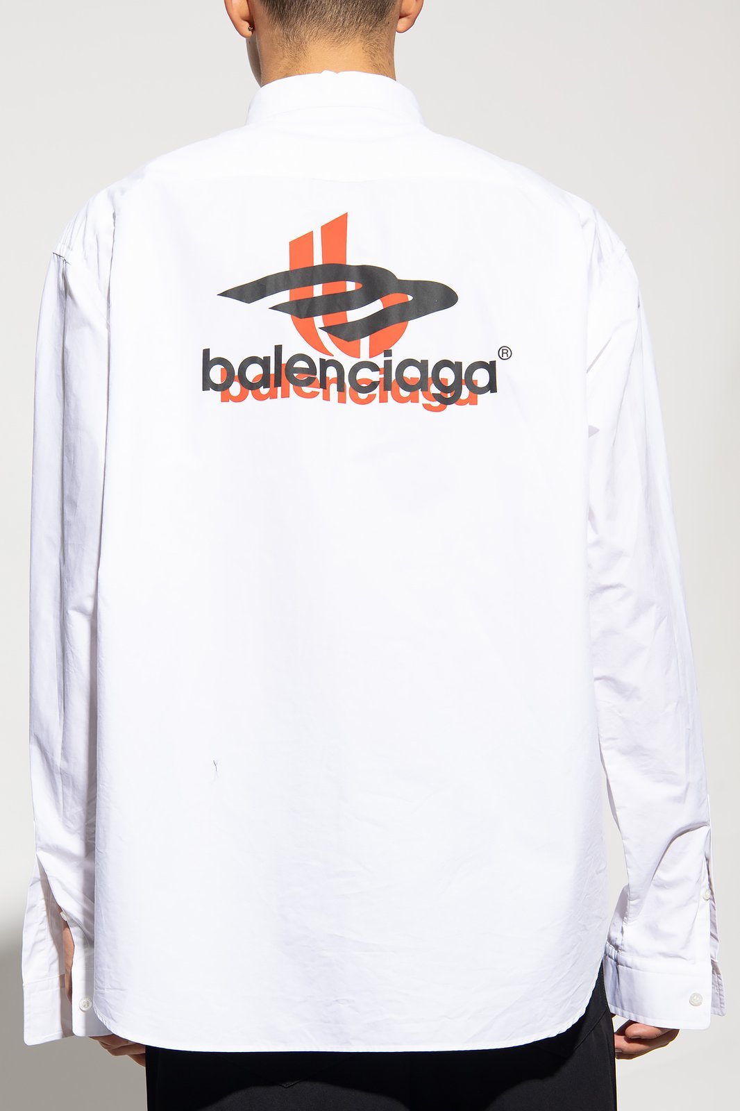 Balenciaga Logo-print Cotton Shirt In White