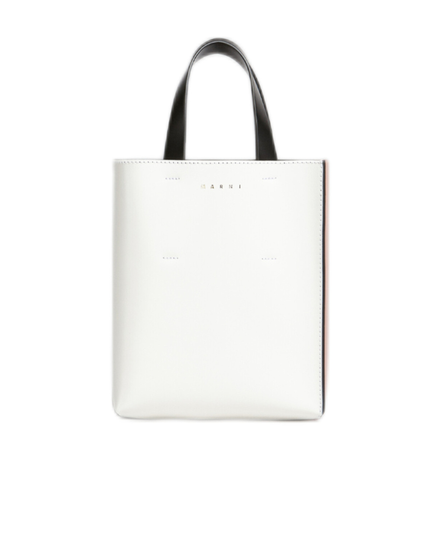 Marni Dual Tone Tote Bag With Handles And Strap In White