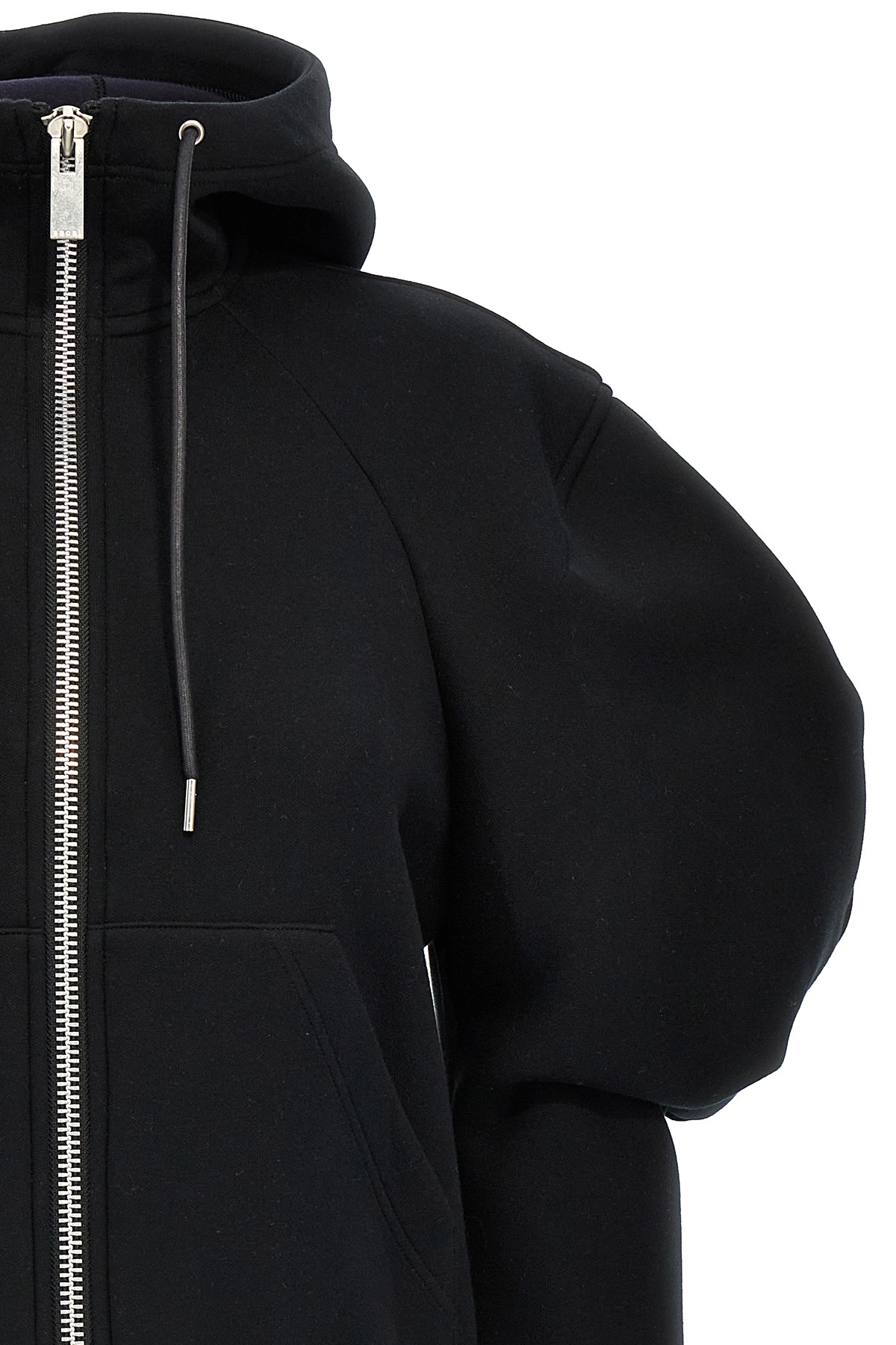 SACAI SACAI BALOON SLEEVED FLEECE HOODIE