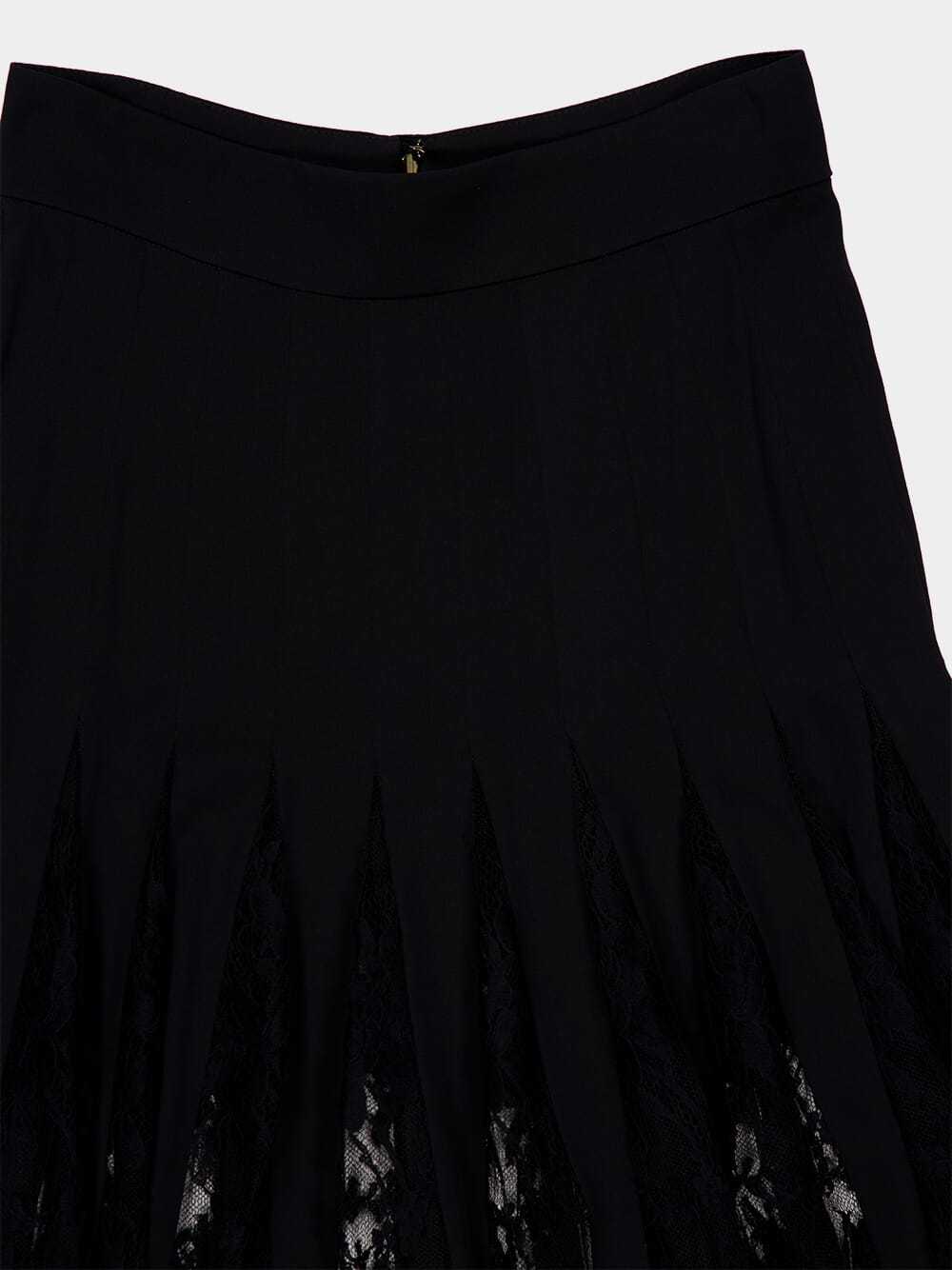 Dolce & Gabbana Dolce  Gabbana Lace Midi Charmeuse Skirt In Black