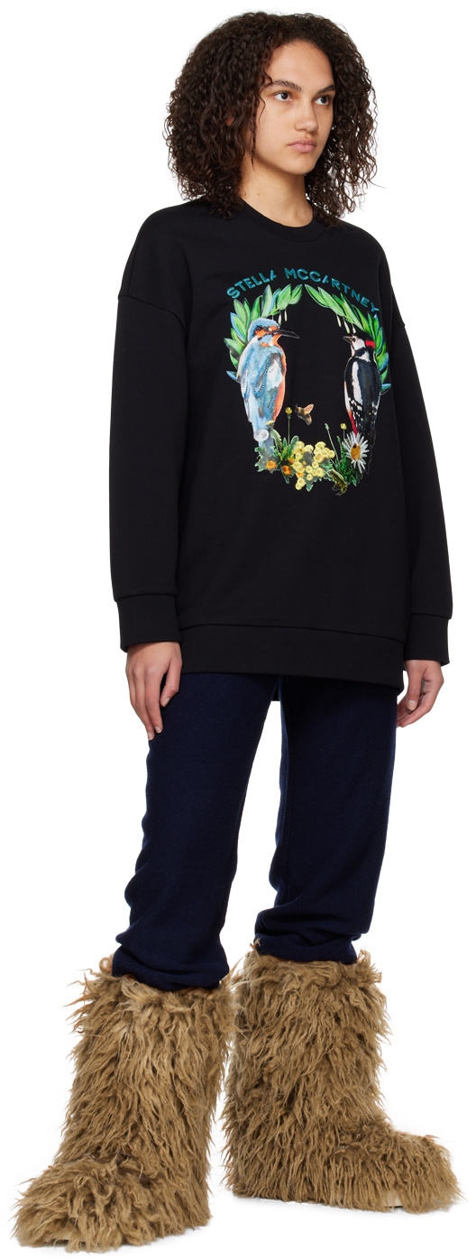 Stella Mccartney Round Collar Long Sleeve Sweater In Black