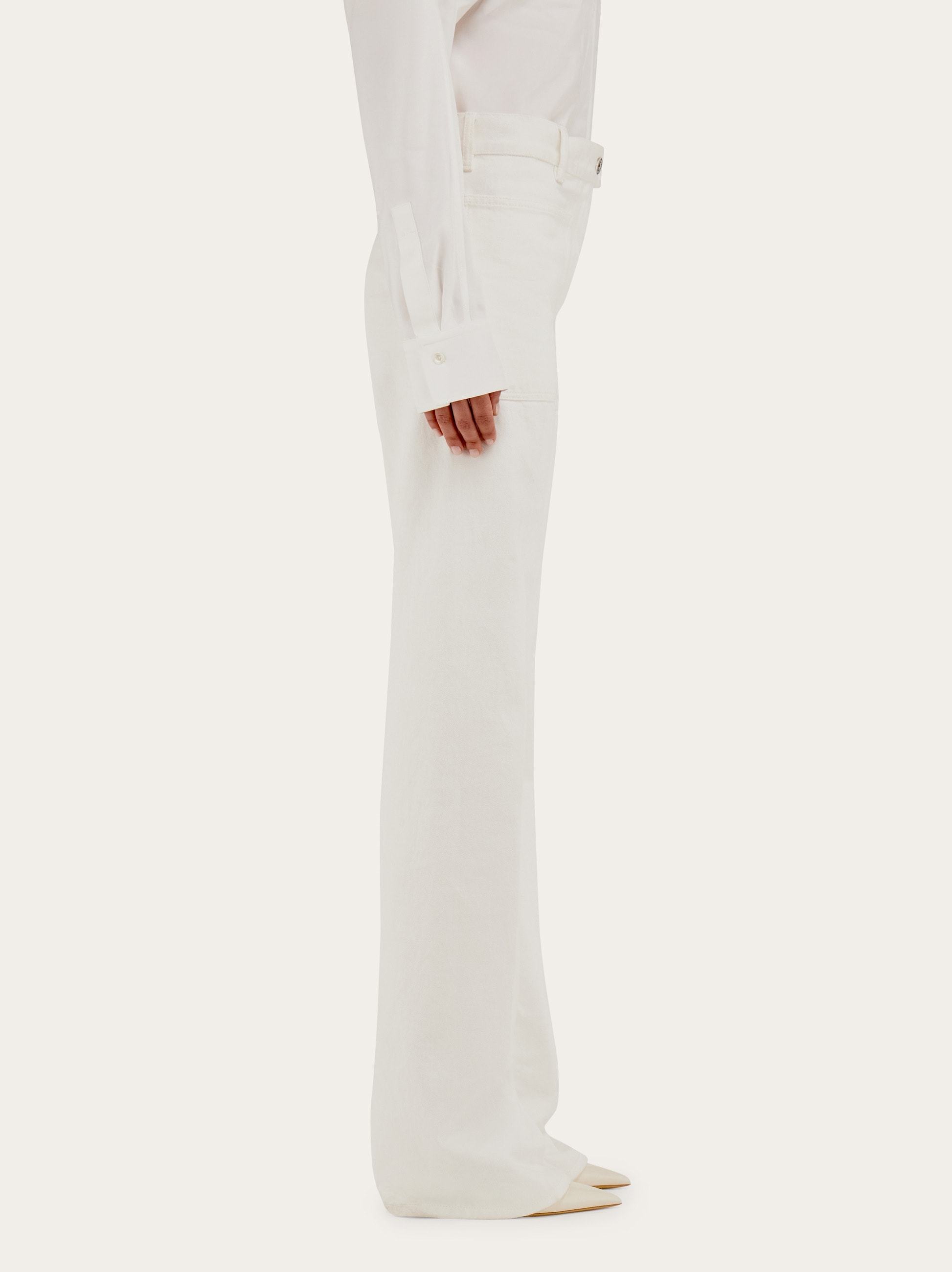Ferragamo Five Pocket Trouser In White