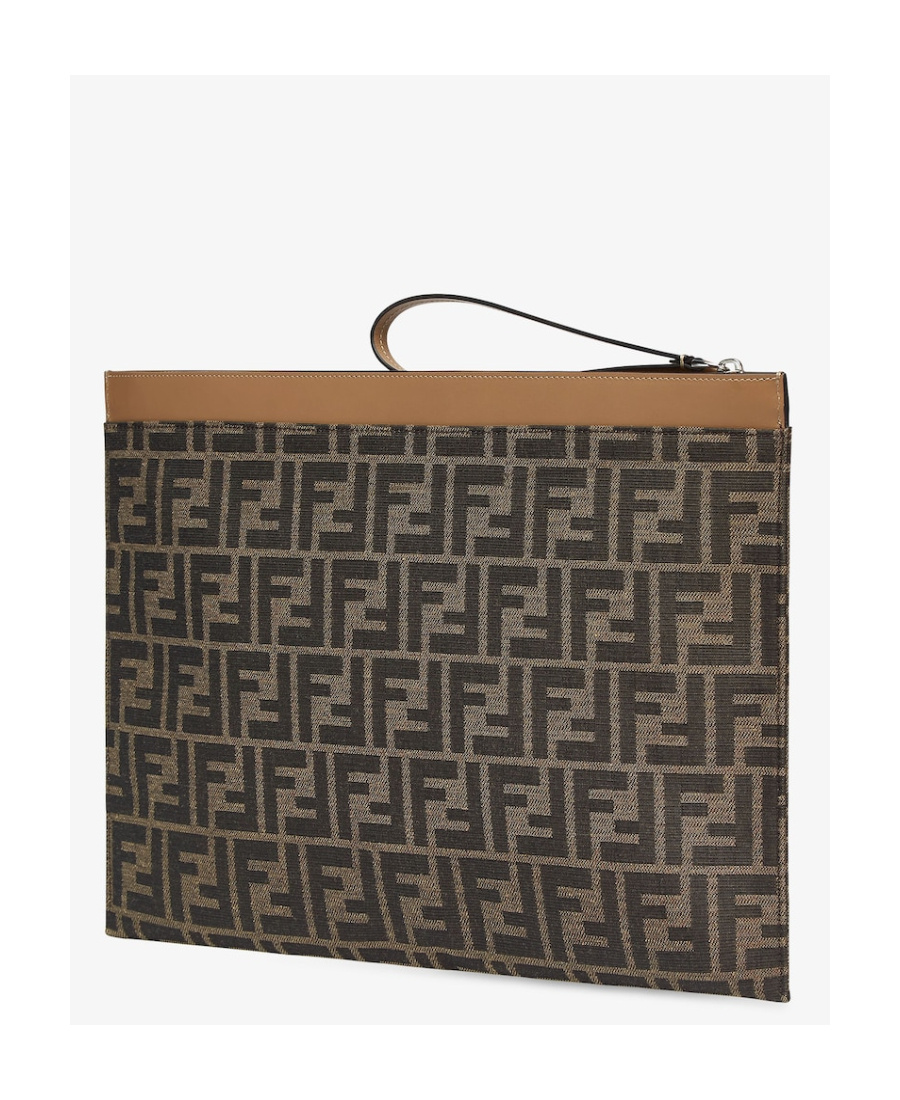 Fendi Monogram-pattern Clutch Bag In Black