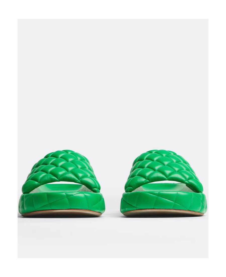 Bottega Veneta Quilted Green Slides With Chunky Sole In Green