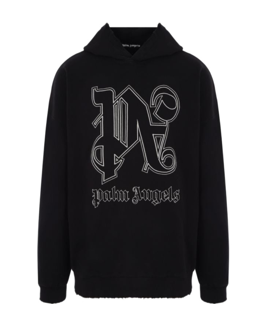 PALM ANGELS PALM ANGELS LOGO EMBROIDERED LONG SLEEVED HOODIE