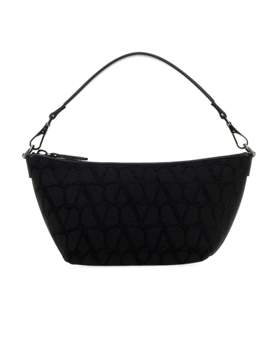 Valentino Garavani Man Toile Iconographe And Leather Handbag In Black