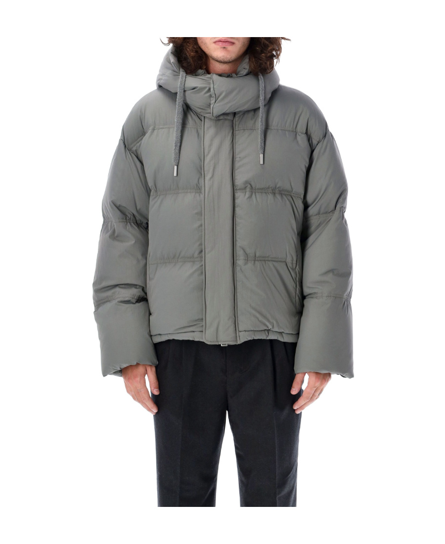 Ami Alexandre Mattiussi Long-sleeved Hooded Down Jacket In Gray