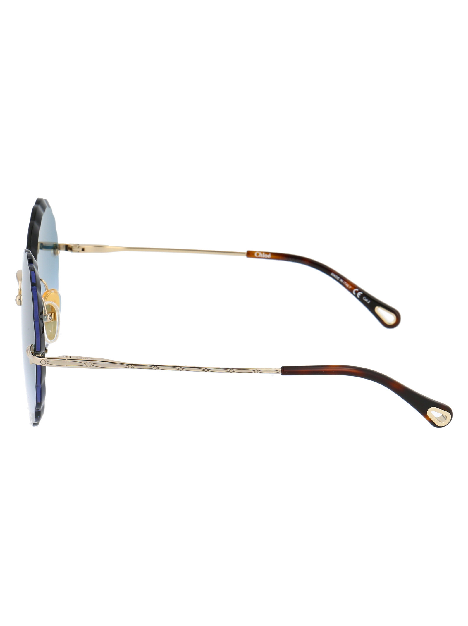 Chloé Rosie Round Frame Metal Sunglasses In Blue