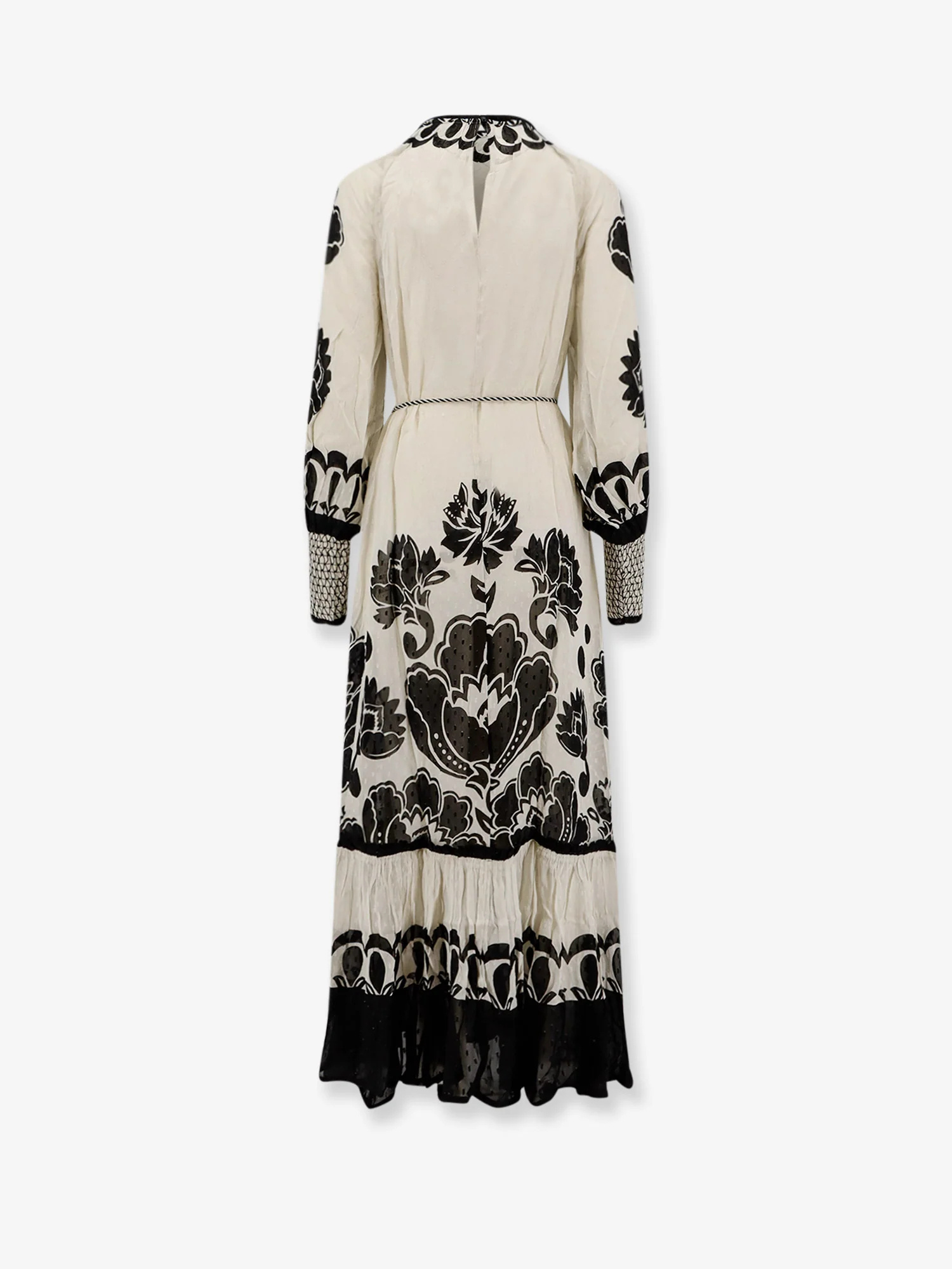 Farm Rio Viscose Dress With Floral Arabesque Motif In White