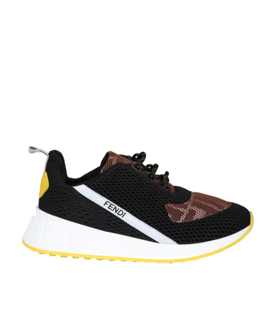 Fendi Ff-logo Print Low-top Sneakers In Black