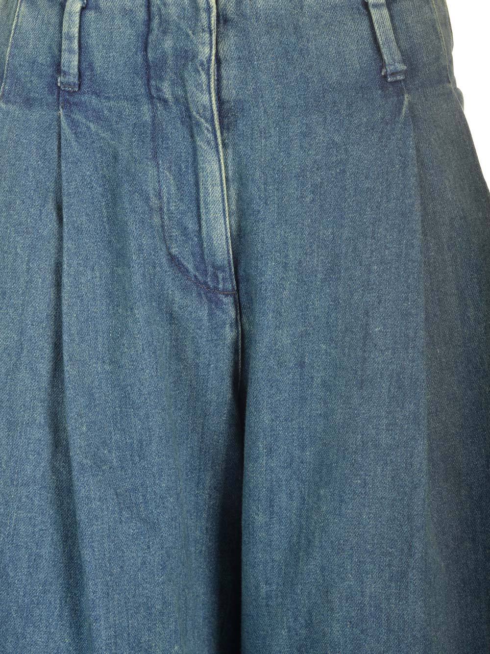 Shop Golden Goose Womens Blue Cotton Pleated Pants