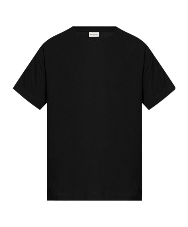 Dries Van Noten Open-necked Black Shirt In Black