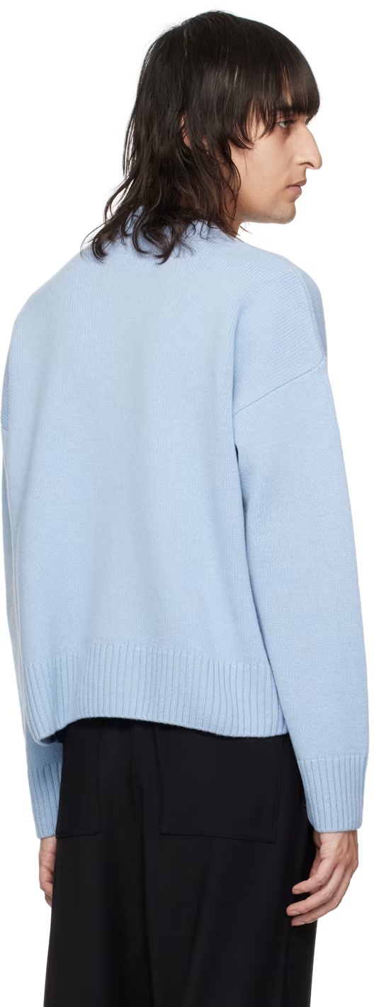 Ami Alexandre Mattiussi Shoulder Wool Sweater In Blue