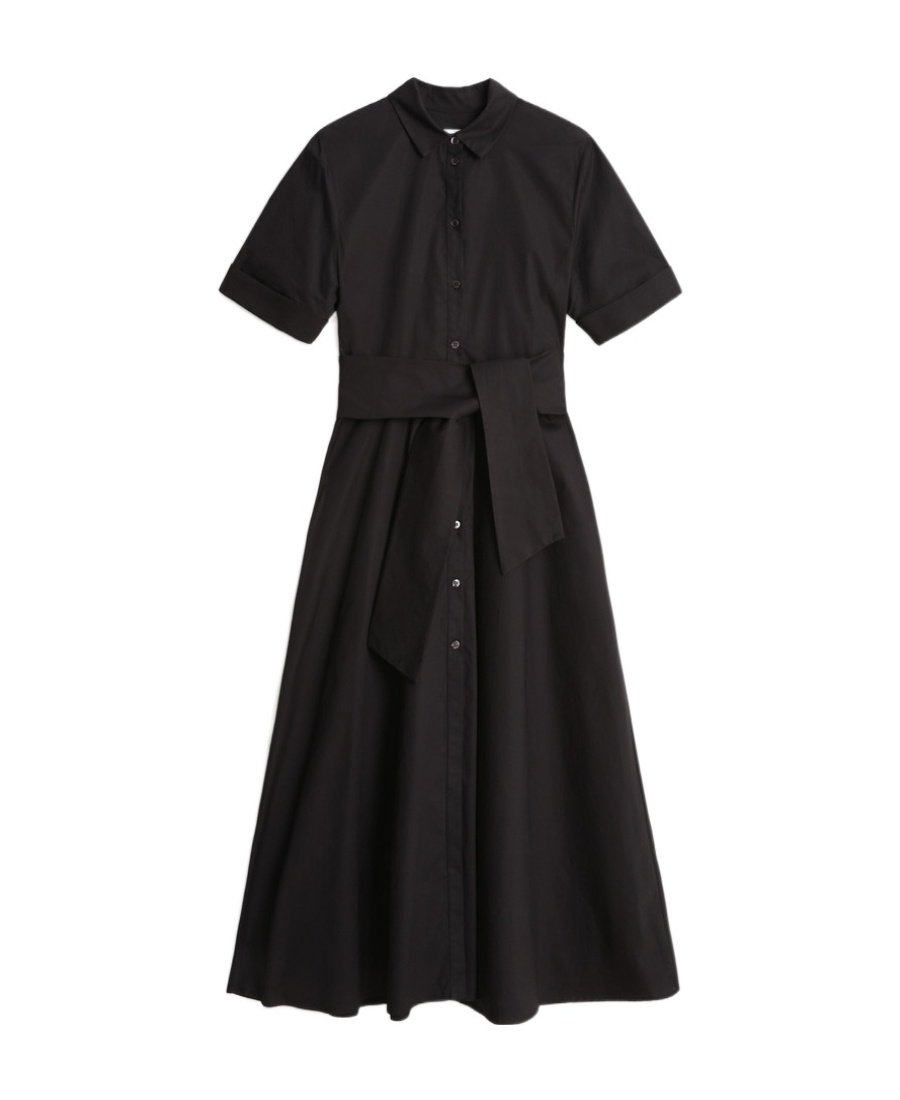 Woolrich Belted Short-sleeved Shirt Dress In Black