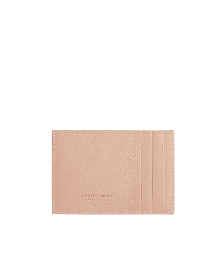 Bottega Veneta Leather Credit Card Case In Nude