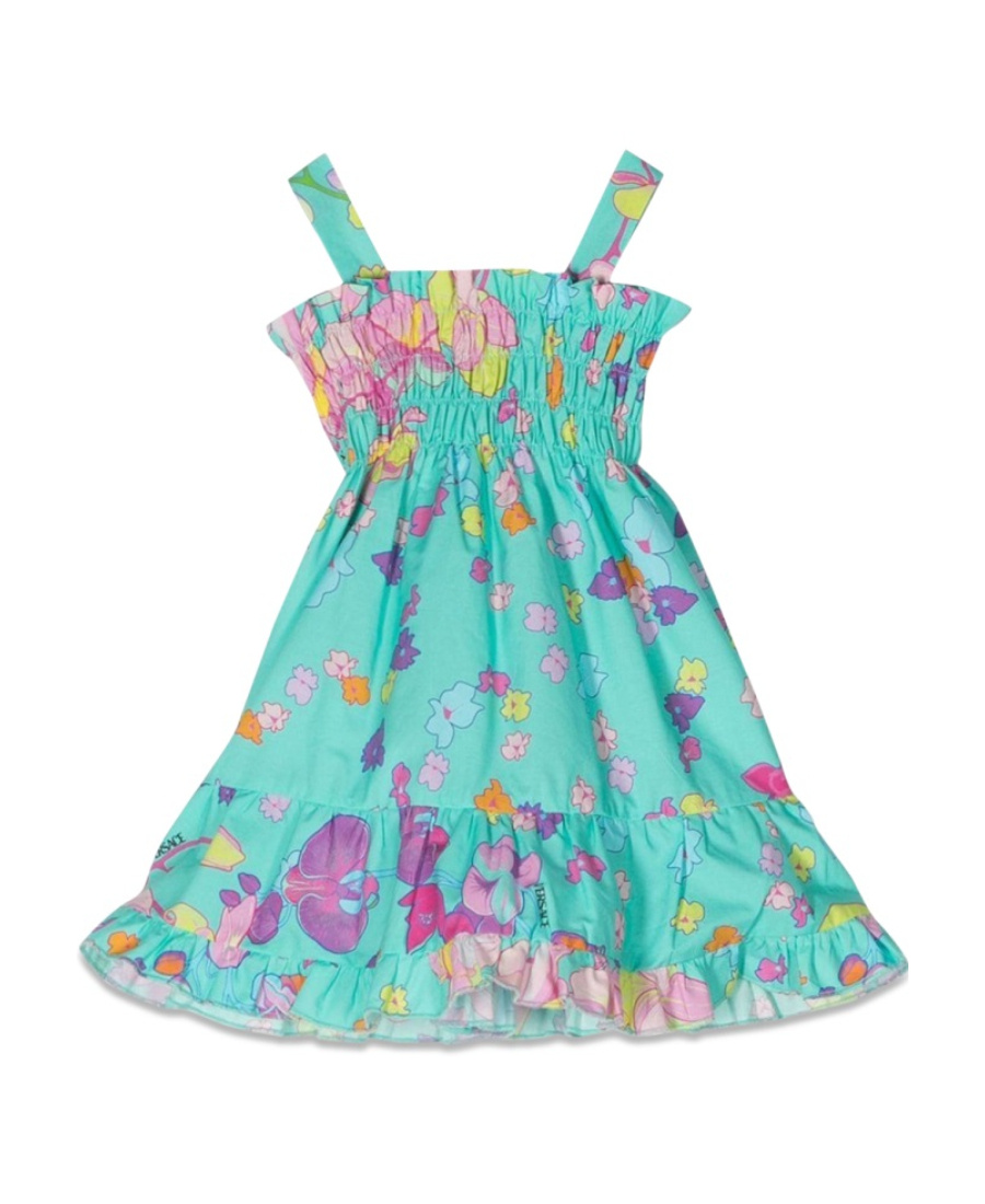 Versace Floral-print Sleeveless Dress In Multicolor